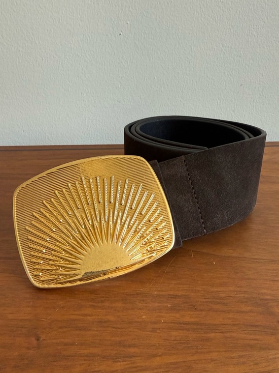 DOROTHEE SCHUMACHER Accessories - Dorothee Schumacher Western Spirit Rising Sun Big Buckle Belt Brown Size 85